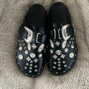 Black Mules with Silver detailing